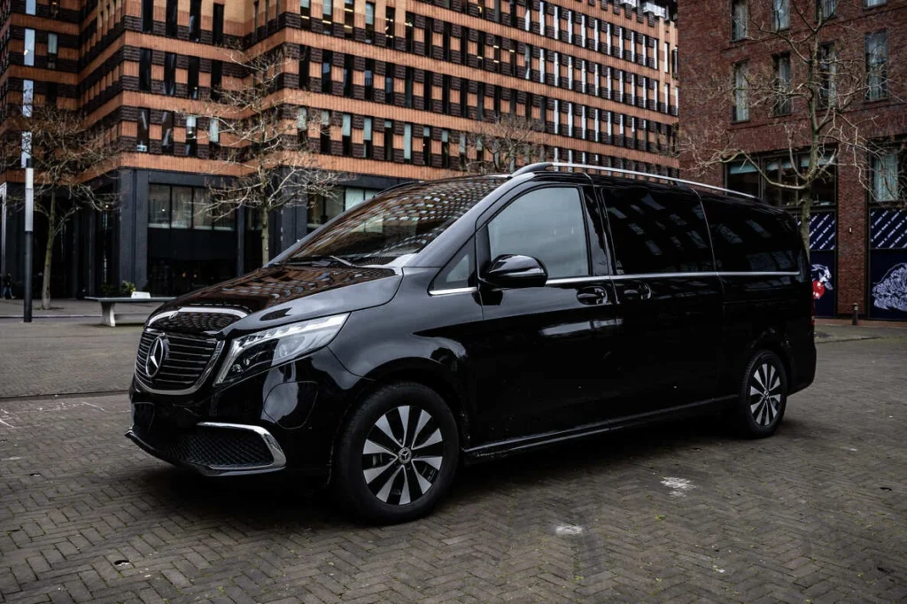 A mercedes v class private driver car on the zuidas amsterdam